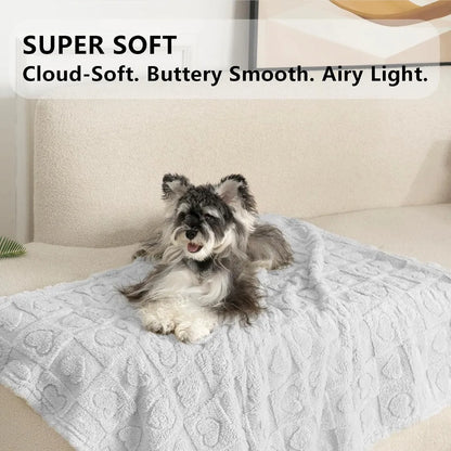 Ultra Soft 300GSM Coral Fleece Pet Blanket for Dogs and Cats Washable Calming Crate Mat Furniture Protector for Couch Bed Car Seat Light Grey 30x40 Inches (M)