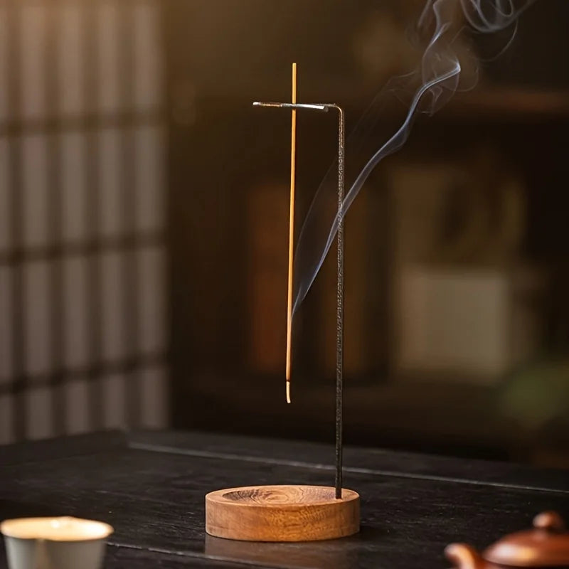 1pc Elegant Wooden Incense Burner - Creative Upside-Down Design, Perfect for Home Decor & Zen Aromatherapy