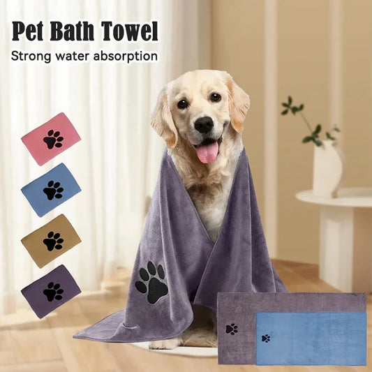 3 Size Options Microfiber Pet Bath Towel Embroidered Super Soft Absorbent Cat Dogs Grooming Supplies