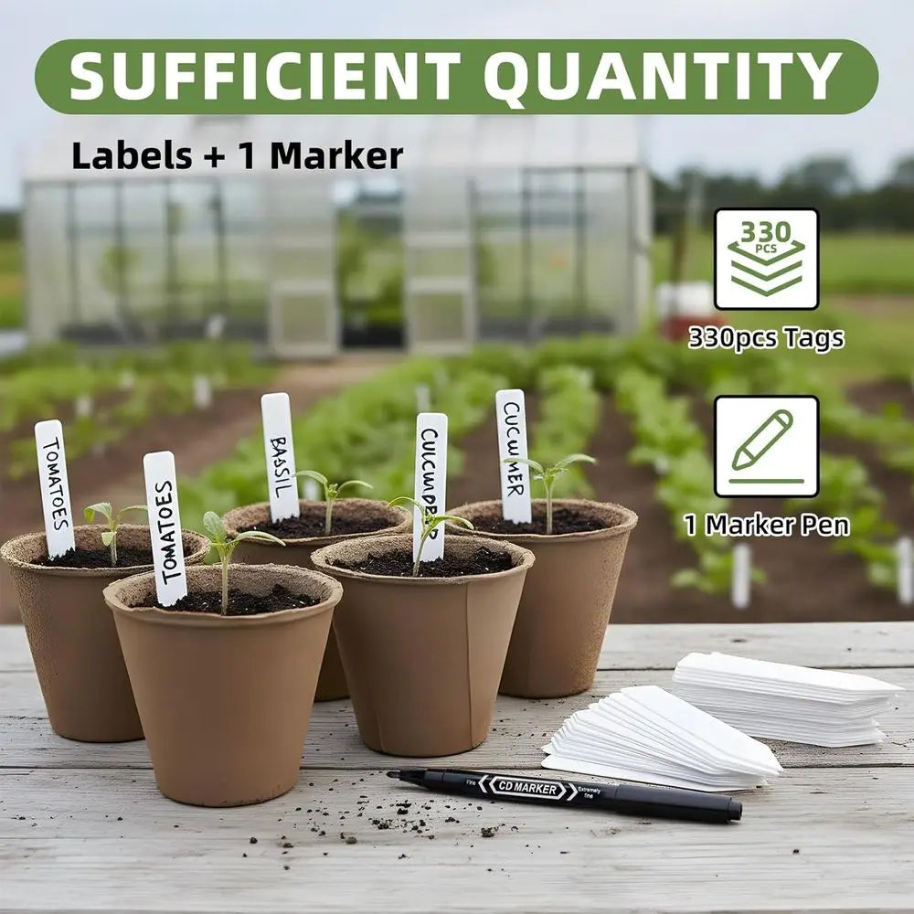 330 Pack Reusable Waterproof Plastic Plant Labels with Marker Pen for Garden Seedlings, Vegetables, and Flowers