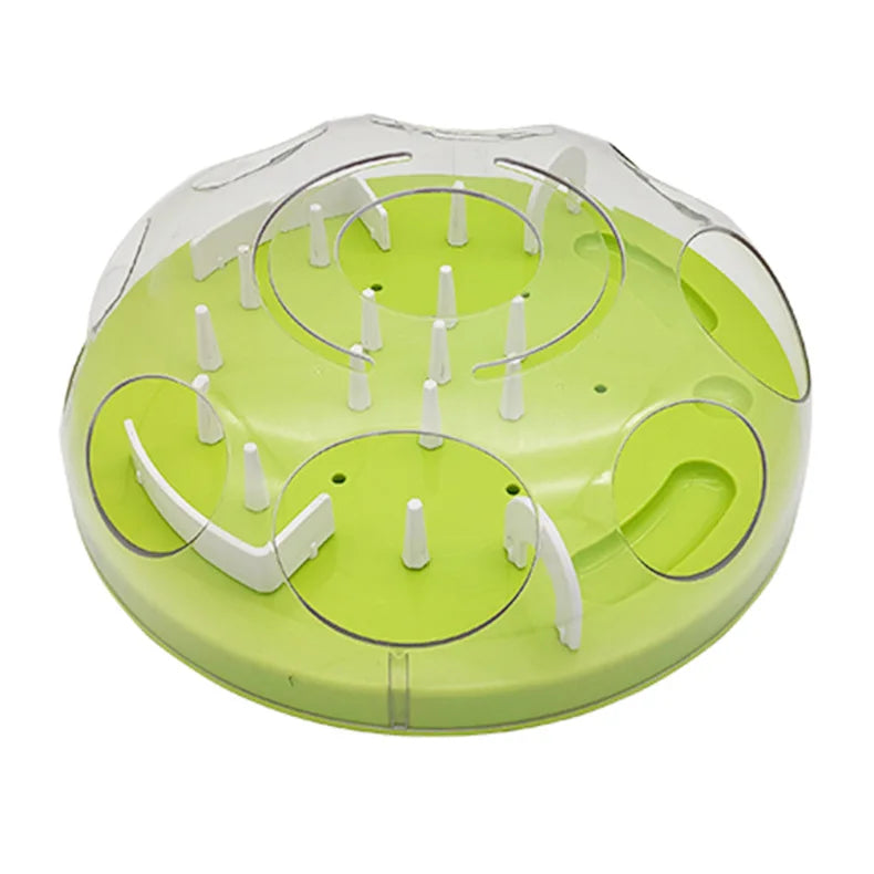 Interactive Cat Slow Feeder Puzzle Maze Toy, Anti-Choke Pet Treat Dispenser Bowl for Kitten Small Dog, Food Grade