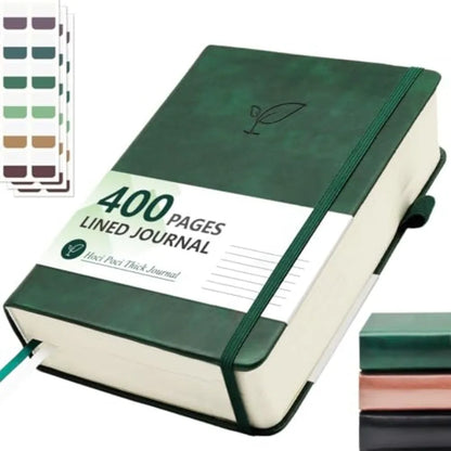 Lined Journal Notebook, 400 Pages Thick for Writing, A5 Hardcover Leather with 100Gsm College Ruled Paper