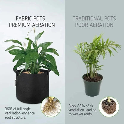 10pcs Grow Bags 5 Gallon Garden Planting Nonwoven Fabric Pots with Reinforced Handle Black