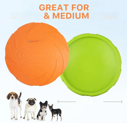 2Pcs Dog Toys Flying Disc Natural Rubber Durable Interactive Bite Resistant Pet Chew Toys 7 Inch Orange Green