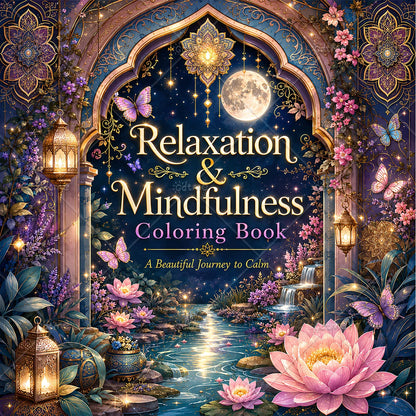 Relaxation & Mindfulness Coloring Book for Adults Featuring Cute Cozy Daily Activities for Relaxation