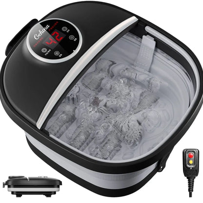 Collapsible Foot Spa Massager Electric Foldable Soaker Tub with Remote Control 24 Heating Levels 6 Massage Rollers Surfing