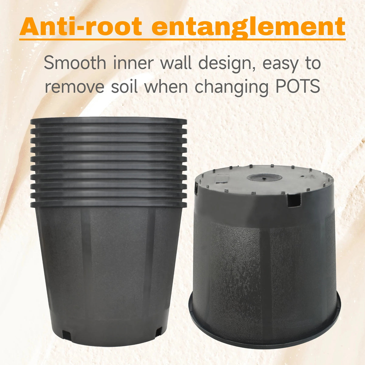 Short Garden Plastic Flower Pots, Seedling Pots, Planting Pots -10 3-Gallon Circular Black Flower Pots for Indoor/Outdoor Plants, W/ Drainage Holes
