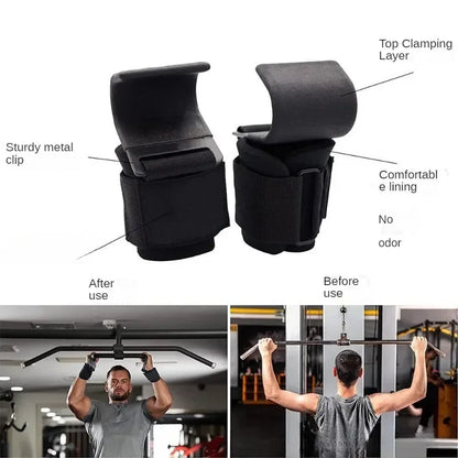 1/2PC Non-Slip Weight Lifting Hookspremium Pair of Straps Weightlifting Deadlift Chin Pull Up and Exercise Fitness Hook Training