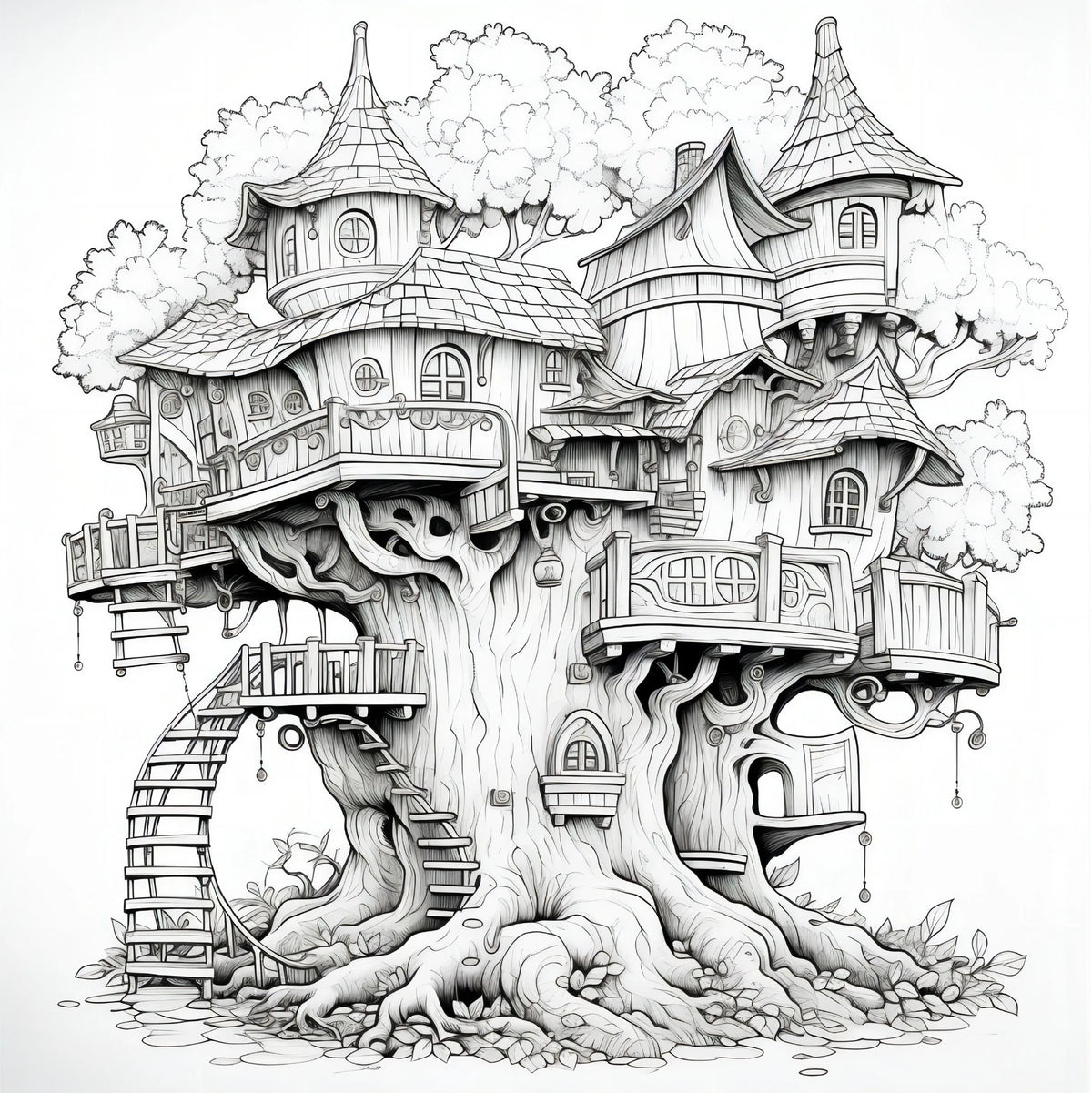 Magic Tree House Adult Picture Book Enchanting Mushroom Home Micro World Sketches Perfect Pencil Coloring Book