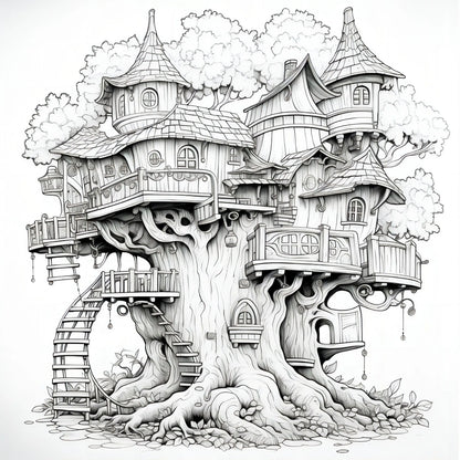 Magic Tree House Adult Picture Book Enchanting Mushroom Home Micro World Sketches Perfect Pencil Coloring Book