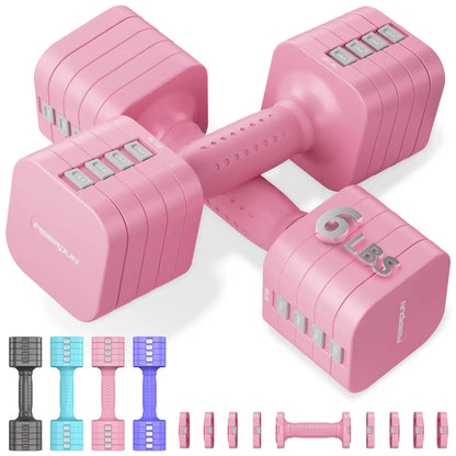 5-in-1 Adjustable Dumbbell Set of 2, 12LBS/20LBS Hand Weights for Women, Men, 1s-Adjust Dual-Stable Set for Home