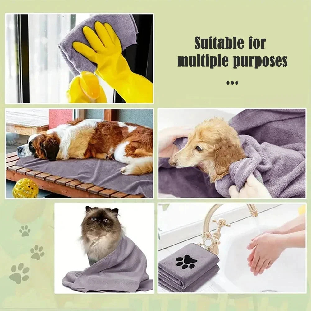 3 Size Options Microfiber Pet Bath Towel Embroidered Super Soft Absorbent Cat Dogs Grooming Supplies