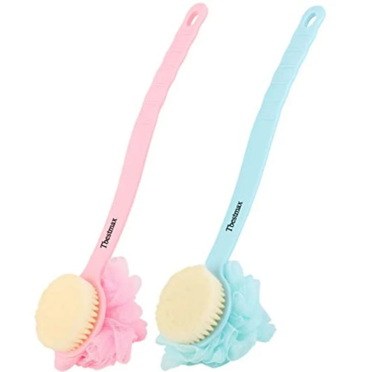 Loofah Back Scrubber Long Handle Shower Body Brush with Soft Mesh Sponge for Skin Exfoliating Bath, Massage