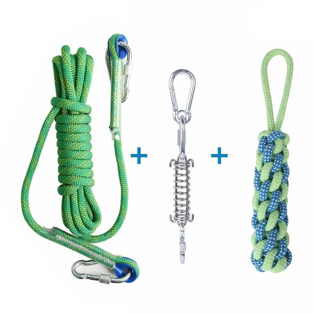 Bite Resistant Dog Spring Toys 5M Cotton Rope Teething Hanging Exercise