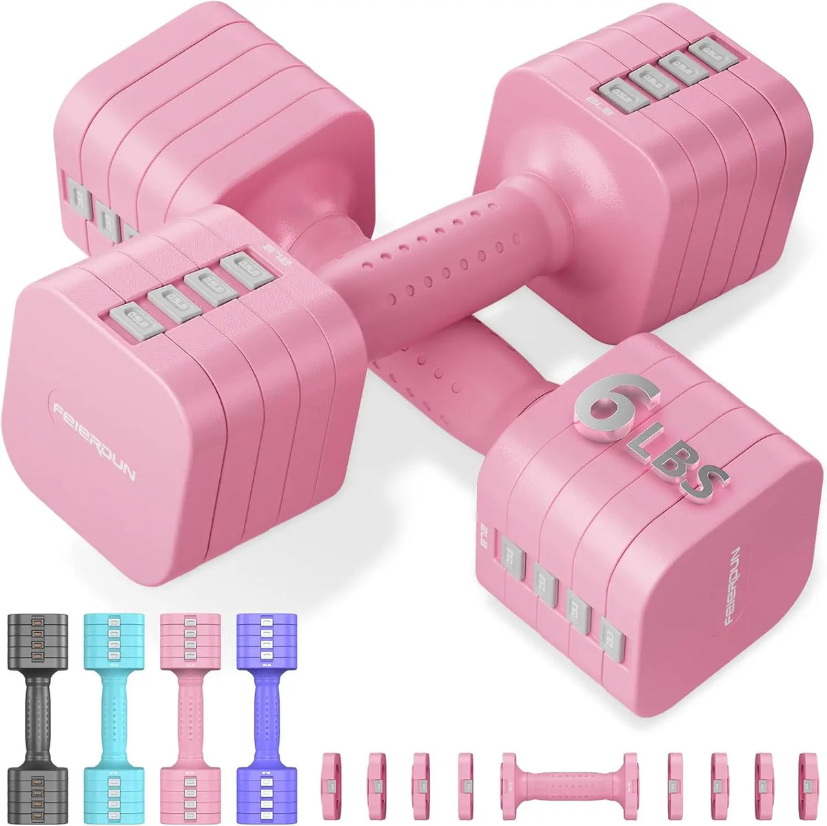 5-in-1 Adjustable Dumbbell Set of 2, 12LBS/20LBS Hand Weights for Women, Men, 1s-Adjust Dual-Stable Set for Home