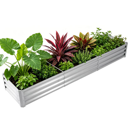 8×2×1ft Galvanized Metal Raised Garden Bed, 2FT Deep Root Elevated Planter Box Steel Large Vegetable Flower Bed Kit