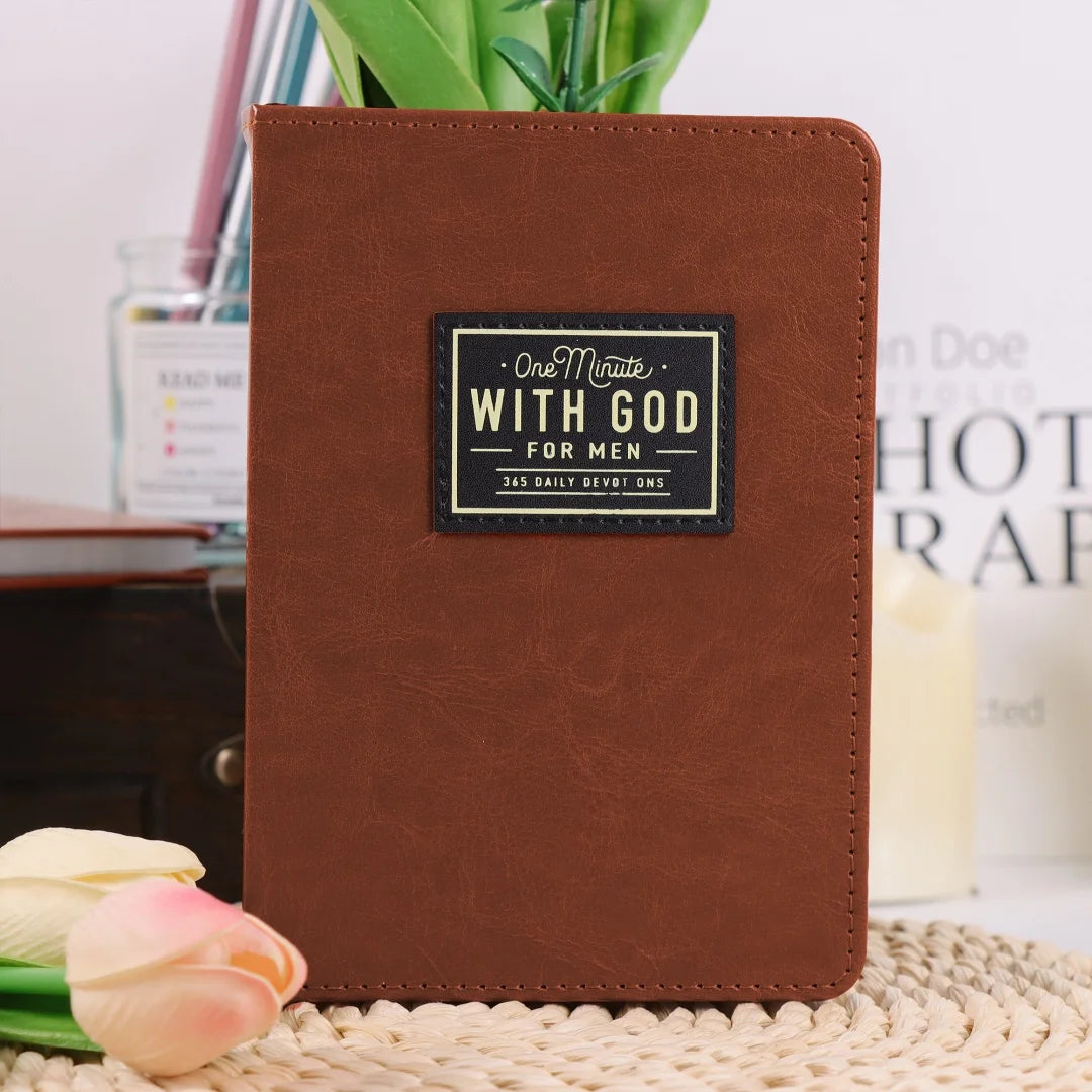 One Minute with God for Men: 365 Devotions - Brown Faux Leather FlexCove Bound Book - Inspirational Daily Readings for  Men