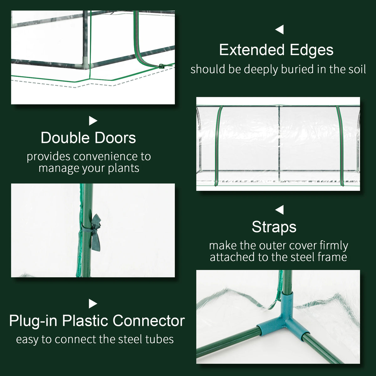 Outsunny 7' X 3' X 2.5' Mini Greenhouse, Portable Tunnel Green House with Roll-Up Zippered Door, Uv Waterproof Cover