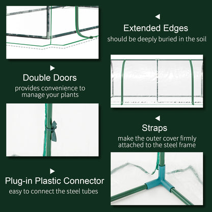 Outsunny 7' X 3' X 2.5' Mini Greenhouse, Portable Tunnel Green House with Roll-Up Zippered Door, Uv Waterproof Cover