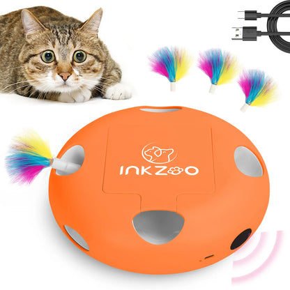 4-in-1 Interactive Cat Toys for Indoor, Automatic 6 Holes Mice Whack-A-Mole, Fluttering Butterfly, Track Balls, USB