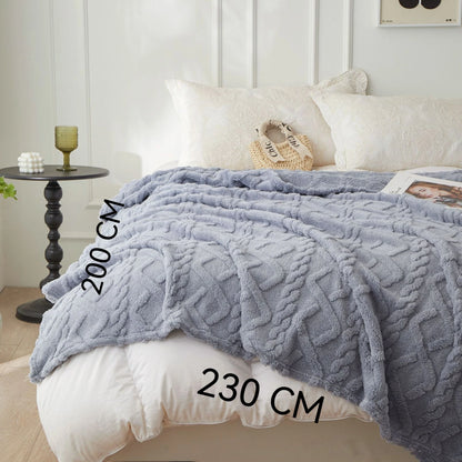 Fleece Throw Blanket King SIZE- Large 80x90 Inches Soft 3D Jacquard Weave Pattern For Couch And Decorative, Gift