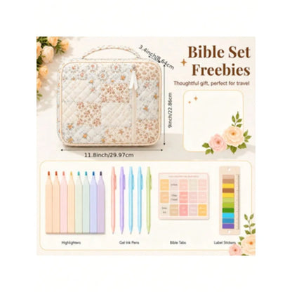 Women's Bible Cover Case – Bible Study Supplies – Bible & Journal Set – Portable Book Case – Includes Bible Highlighters – Christian Gift