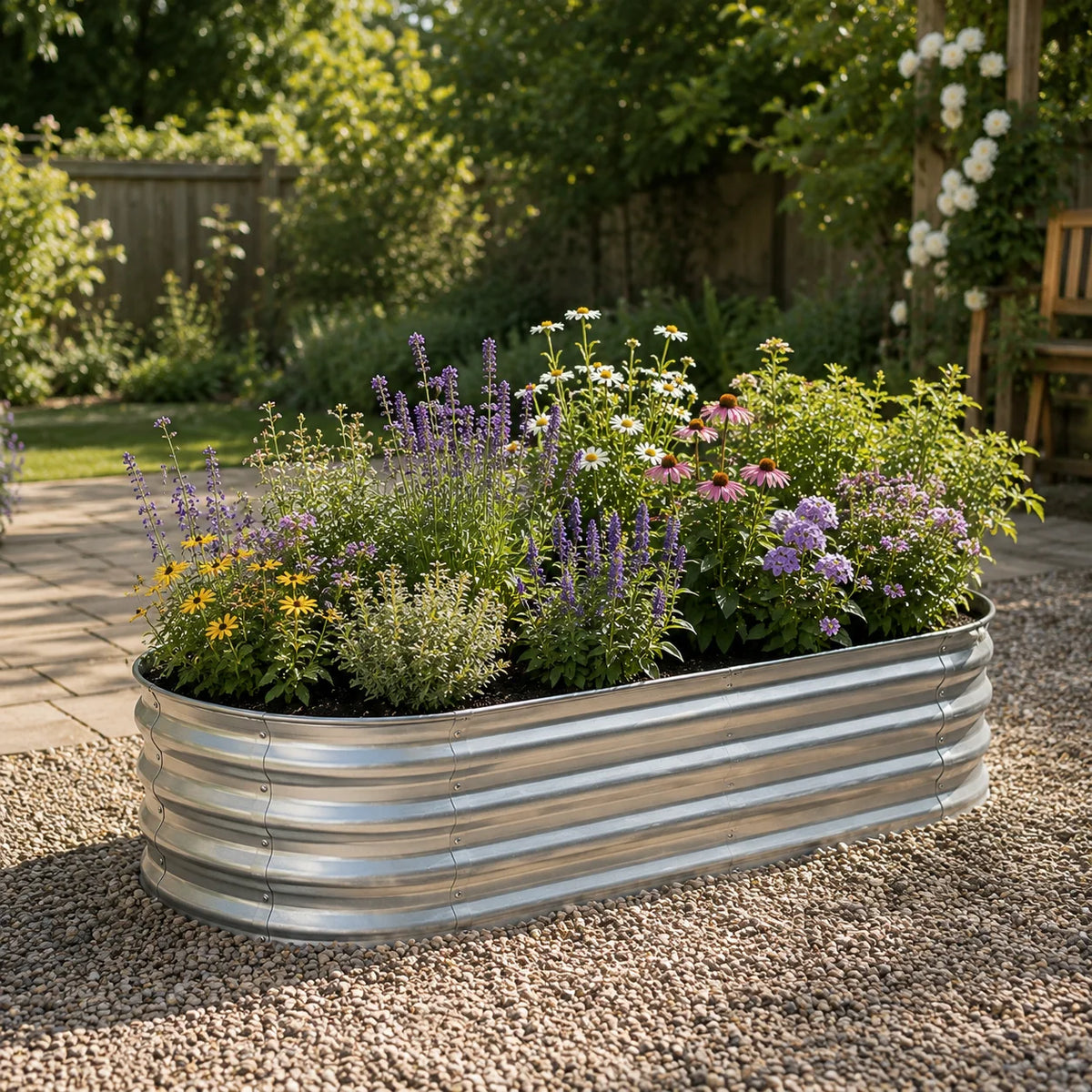Galvanized Raised Garden Bed Kit, Oval Metal Garden Planter Box for Vegetables, Flowers, Herbs, Outdoor