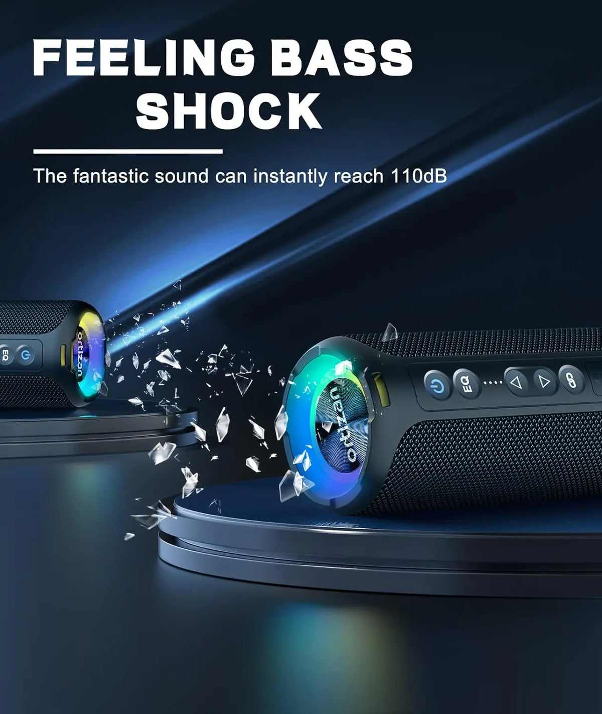 Ortizan X8 Pro Bluetooth Speaker Portable with 40W Stereo Sound,Rich Bass, Waterproof, 30H Playtime, Mixed Color Lights