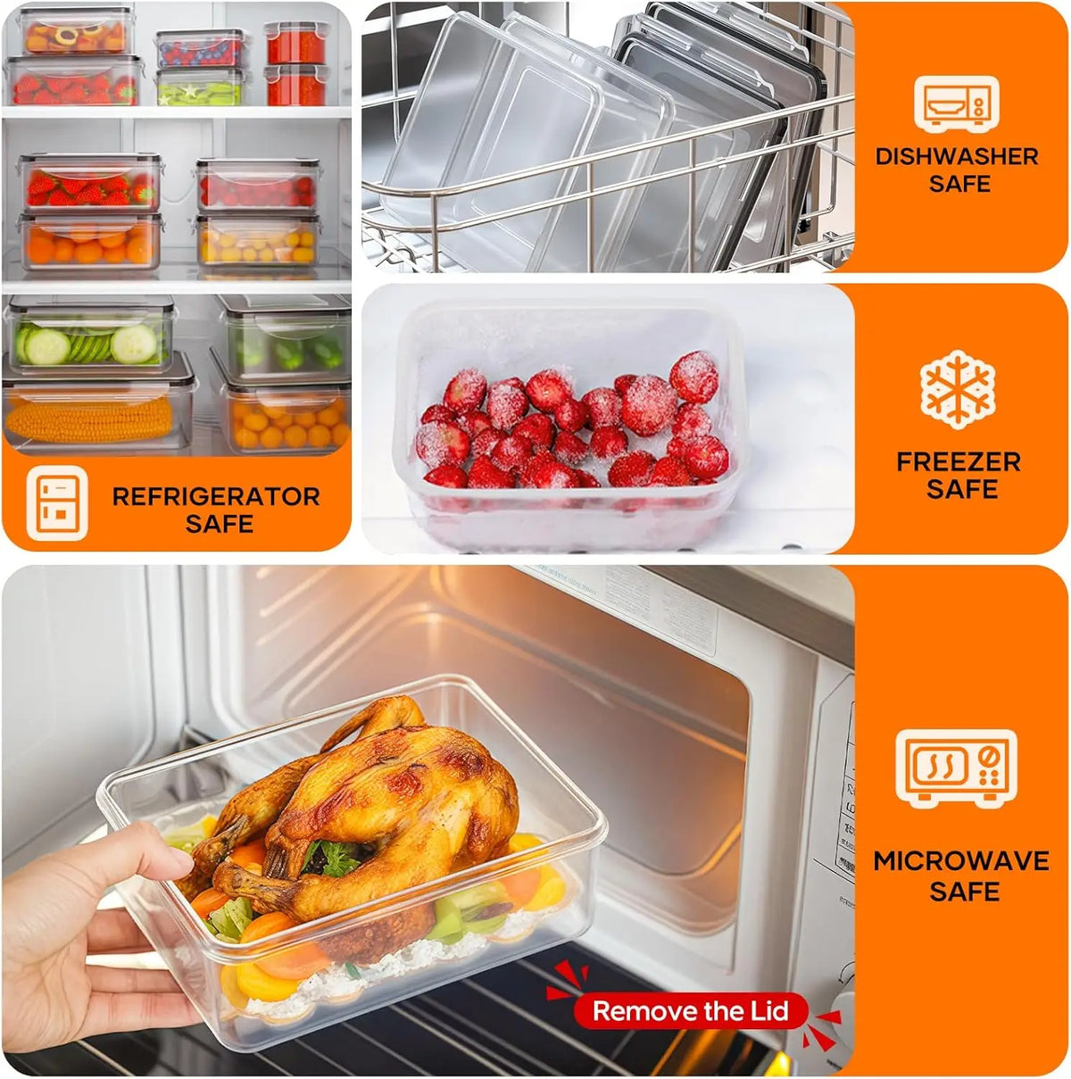 50 PCS Food Storage with Lids (25 Containers & 25 Lids) - Reusable Plastic for Kitchen Storage and Organization BPA-Free Leakproof with Labels & Pen