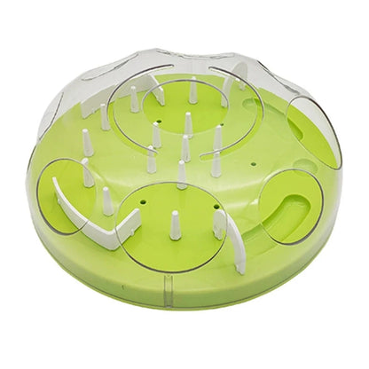 Interactive Cat Slow Feeder Puzzle Maze Toy, Anti-Choke Pet Treat Dispenser Bowl for Kitten Small Dog, Food Grade