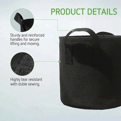 10pcs Grow Bags 5 Gallon Garden Planting Nonwoven Fabric Pots with Reinforced Handle Black