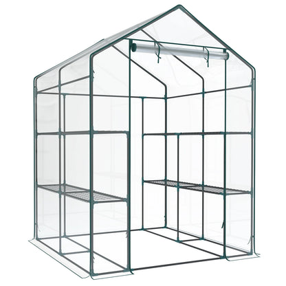 56-Inch Portable Walk-In Greenhouse with Shelf Transparent Multi-Tier Plant Growing Rack for Indoor and Outdoor Garden Patio