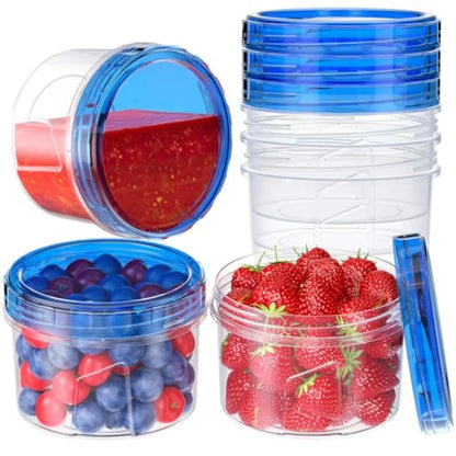 6 Pack-16 OZ Freezer Storage Containers, Small Plastic with Twist Top Lids, Round Reusable