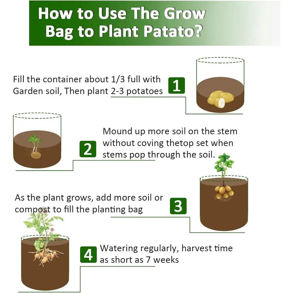 4-Pack 10 Gallon Grow Bags with Handles for Planting Potatoes, Onions, Fruits, and Vegetables - Green