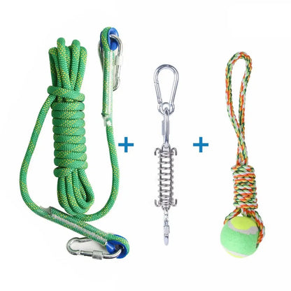 Bite Resistant Dog Spring Toys 5M Cotton Rope Teething Hanging Exercise