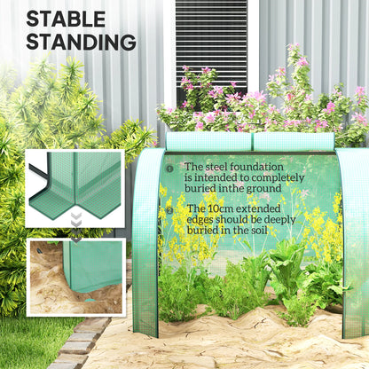 13' x 3' x 2.5' Tunnel Greenhouse Green Grow House w/ Roll Up Doors, Green