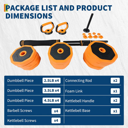 Adjustable Dumbbells, 44lbs Free Weight Set with Connector,4 In1 Dumbbells Set Used As Barbell,Kettlebells,Push Up Stand for Home Gym