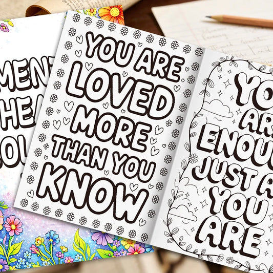 Mental Health Coloring Book for Adults, Beautiful Floral Stress Relief Pages, Inspirational Relaxing Art Therapy
