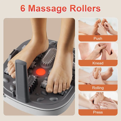 Collapsible Foot Spa Massager Electric Foldable Soaker Tub with Remote Control 24 Heating Levels 6 Massage Rollers Surfing