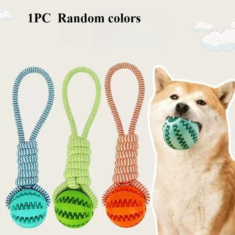 Interactive Dog Toy Tug Rope, Treat Dispenser Ball, Durable & Dental Health (Colors Vary)