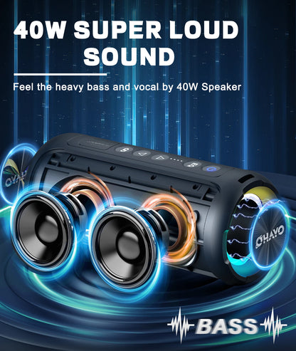 Ortizan X8 Pro Bluetooth Speaker Portable with 40W Stereo Sound,Rich Bass, Waterproof, 30H Playtime, Mixed Color Lights