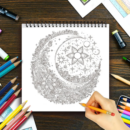 Adult coloring book - 30 Sheets spiral coloring book, 8.3x 8.3 inches, drawing book, birthday gift, holiday party gift