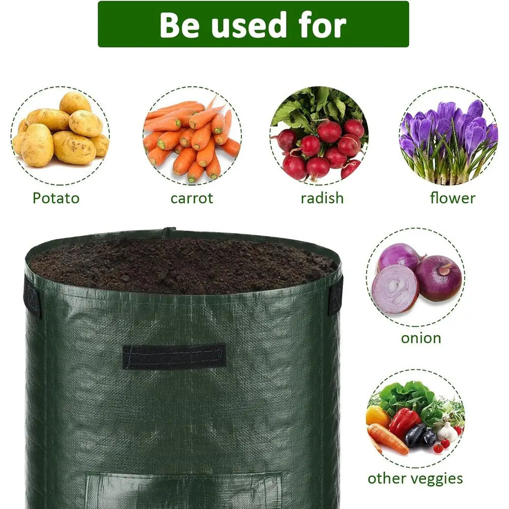4-Pack 10 Gallon Grow Bags with Handles for Planting Potatoes, Onions, Fruits, and Vegetables - Green