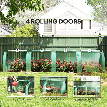 13' x 3' x 2.5' Tunnel Greenhouse Green Grow House w/ Roll Up Doors, Green