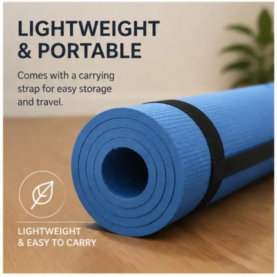 Extra Wide 8mm TPE Yoga Mat, Non Slip with Carrying Strap for Pilates, HIIT, Stretching & Home Gym