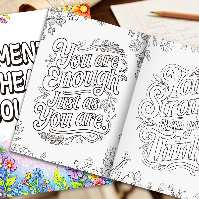 Mental Health Coloring Book for Adults, Beautiful Floral Stress Relief Pages, Inspirational Relaxing Art Therapy