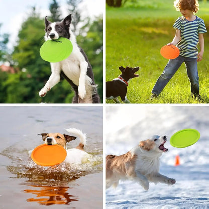 2Pcs Dog Toys Flying Disc Natural Rubber Durable Interactive Bite Resistant Pet Chew Toys 7 Inch Orange Green