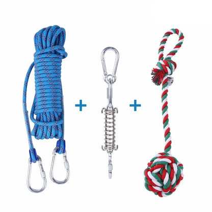 Bite Resistant Dog Spring Toys 5M Cotton Rope Teething Hanging Exercise