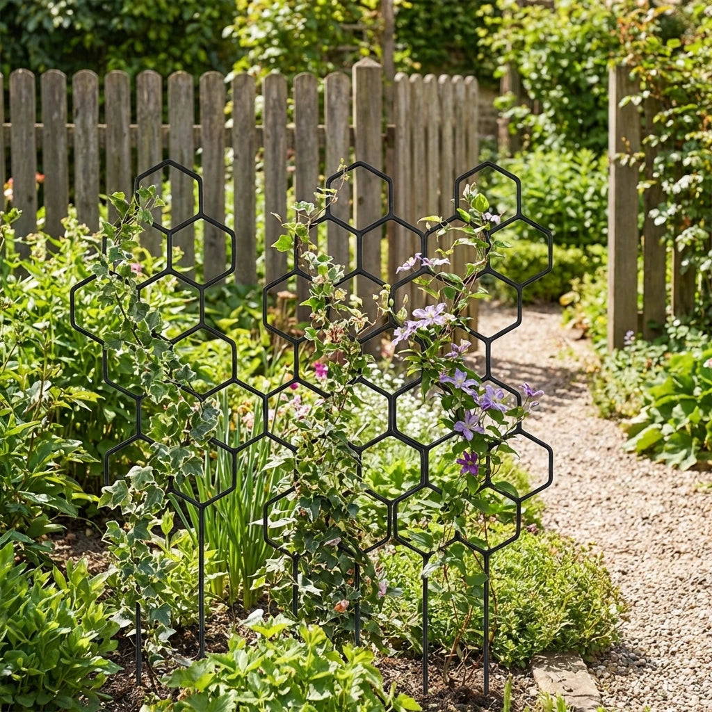 Honeycomb Design Plant Trellis, Rustproof Plastic Support for Potted Vines and Flowers, Indoor Outdoor Garden Climbing Frame