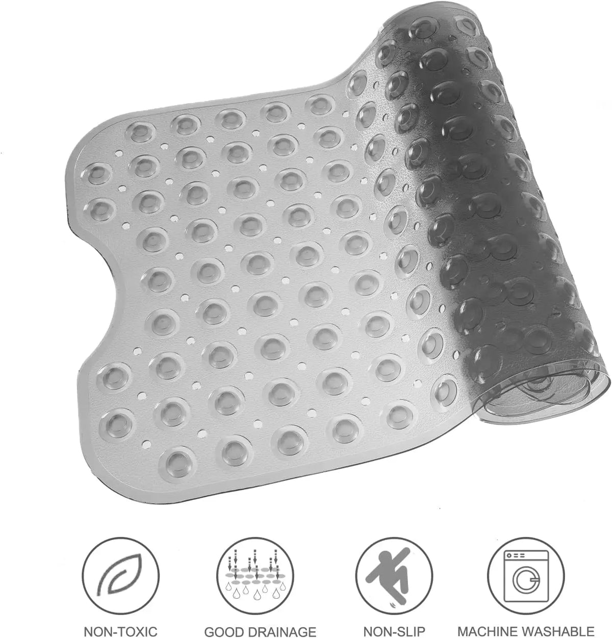Extra Long Non-Slip Bathtub Mat 39x16 Inch with Drain Holes and Suction Cups for Shower Tub, Machine Washable